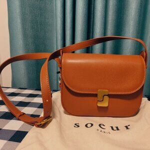 Soeur Mini BellisSima hazelnut glazed leather bag